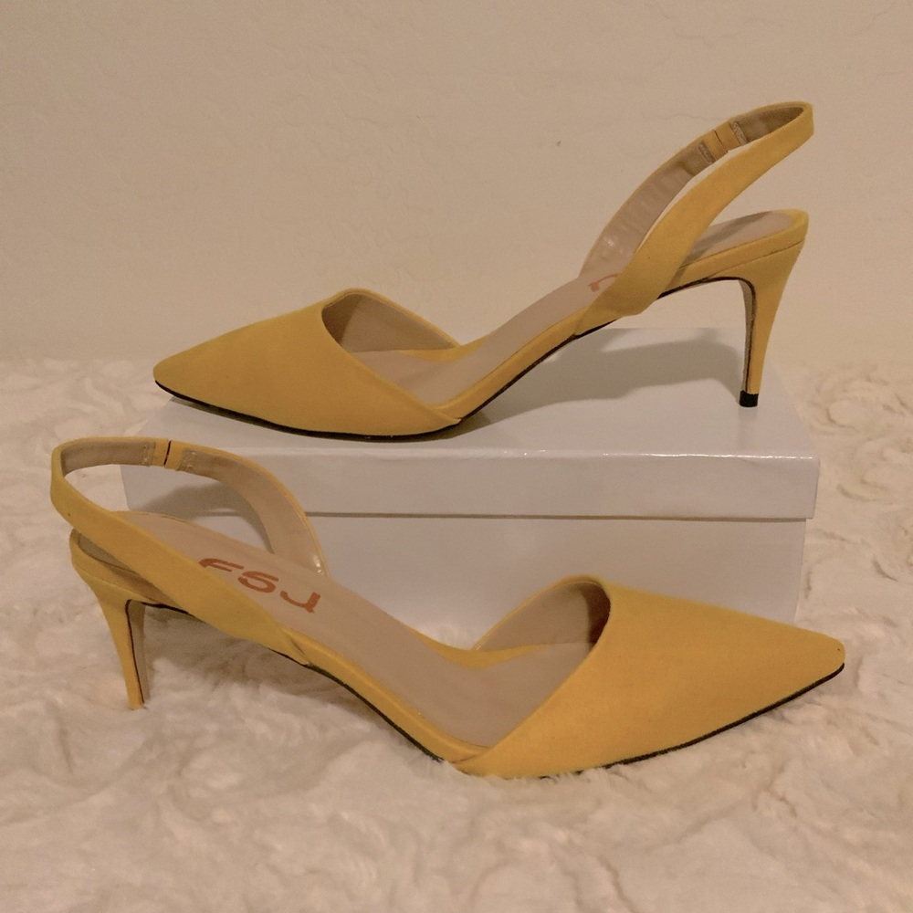 FSJ BRAND NEW POINTED TOE SLINGBACKS - YELLOW SIZE 11